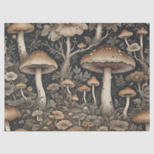 Papel de Seda de Cogumelos Cottagecore Marrom Retr