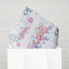 Papel de seda de festa com padrão de cavalo marinh