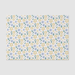 Papel de seda de flores amarelas e azuis felizes