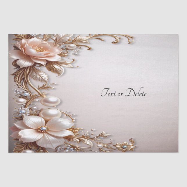 Papel de Seda de Flores Rosa Suave e Branco (Frente )