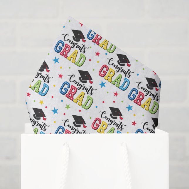 Papel de Seda de Formatura, Parabéns Graduado Deco (Sacola de presentes)