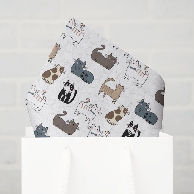 Papel de Seda de Gato, Decoupage de Gatinho Kitty (Sacola de presentes)