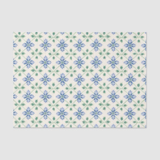 Papel de Seda de Jardim com Treliça Floral Azul