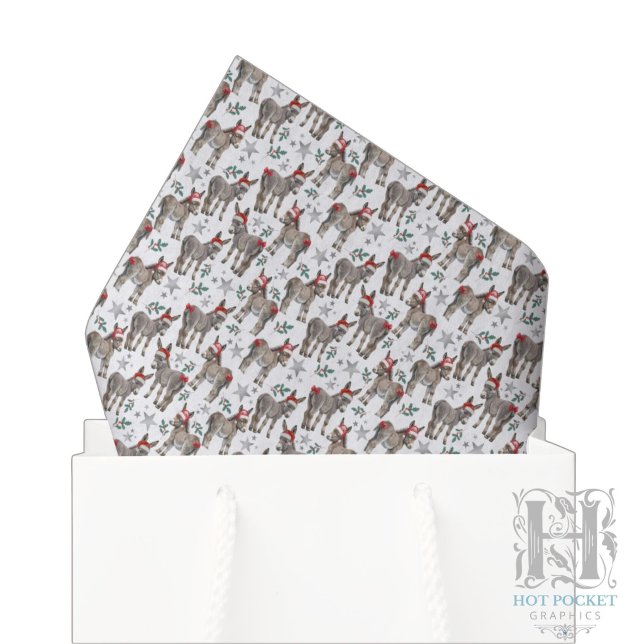 Papel de Seda de Natal Burro Fofo em Branco (Criador carregado)