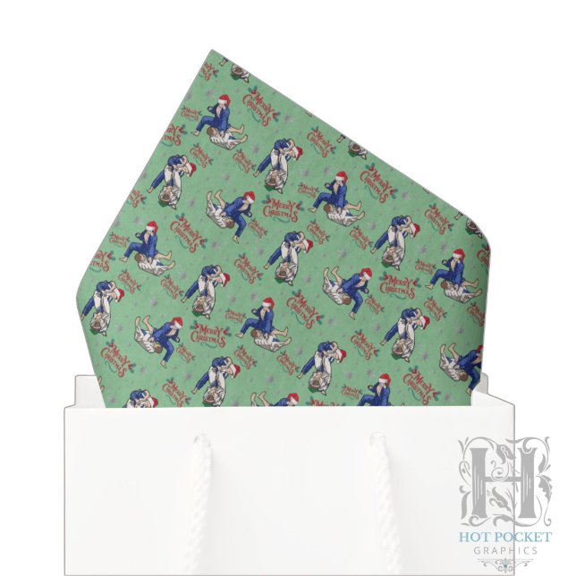 Papel de Seda de Natal de Jiu Jitsu em Verde (Criador carregado)