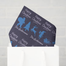 Papel de Seda de Natal - Design de Silhueta Azul