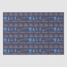 Papel de Seda de Natal - Design de Silhueta Azul