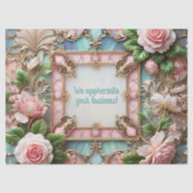 Papel de Seda de Rosas Emolduradas Personalizável