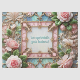Papel de Seda de Rosas Emolduradas Personalizável