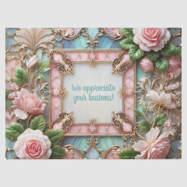 Papel de Seda de Rosas Emolduradas Personalizável (Frente )