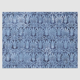 Papel De Seda Deco Art Blue Fans and Scroll Work Decoupage