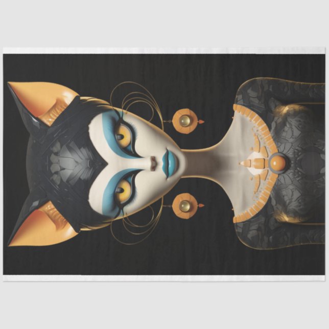 Papel De Seda Deco Art Feline Orange Eyes Decoupage (Frente )