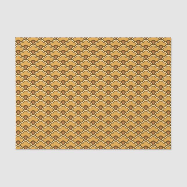 Papel De Seda Deco Chinês Escalços, Mostarda Dourada e Marrom (Frente )