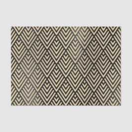 Papel De Seda Deco de Arte Chevron Preto Metálico Dourado Champa