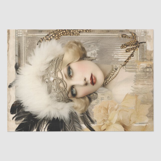 Papel De Seda Deco de Arte da Menina Flapper de 1920 (Frente )