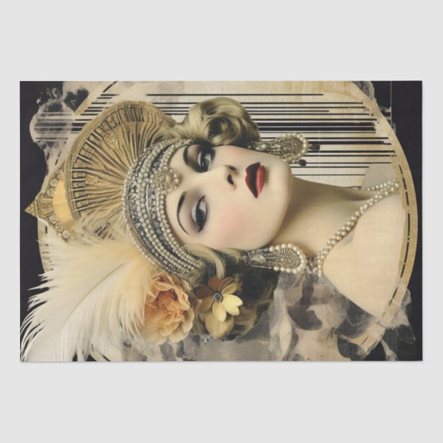 Papel De Seda Deco de Arte da Menina Flapper de 1920 (Frente )