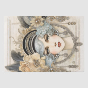 Papel De Seda Deco de Arte da Menina Flapper de 1920