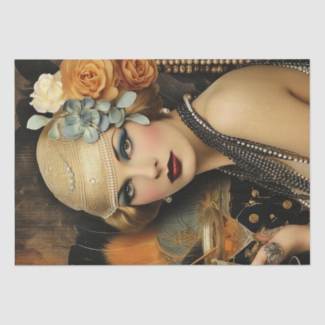 Papel De Seda Deco de Arte da Menina Flapper de 1920 (Frente )