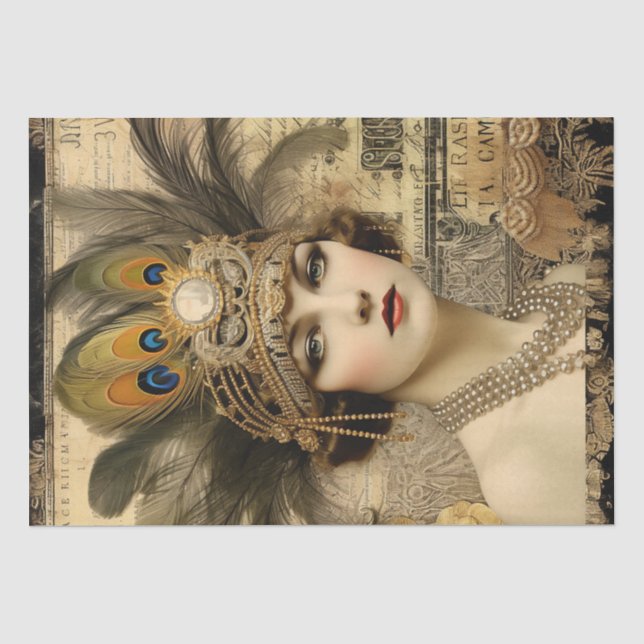 Papel De Seda Deco de Arte da Menina Flapper de 1920 (Frente )