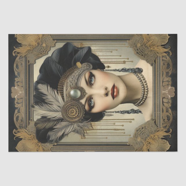 Papel De Seda Deco de Arte da Menina Flapper de 1920 (Frente )