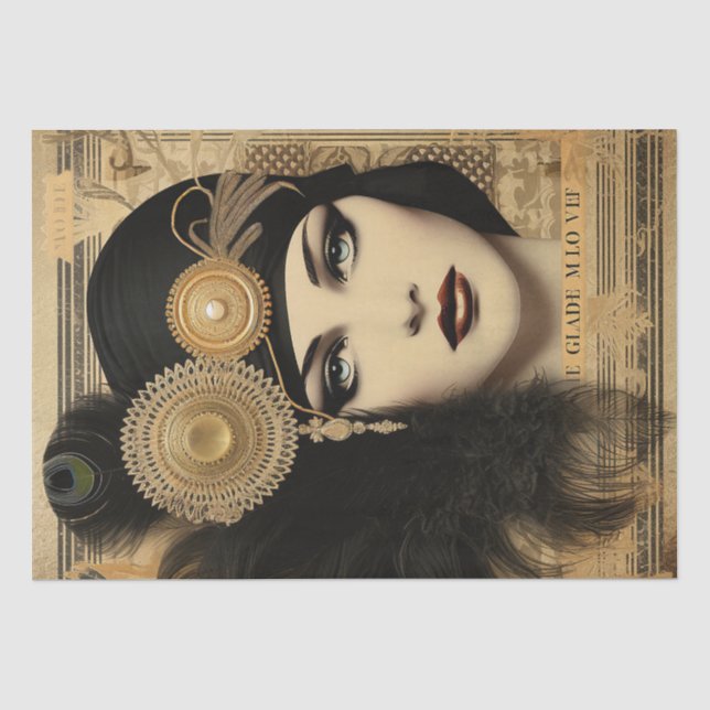 Papel De Seda Deco de Arte da Menina Flapper de 1920 (Frente )