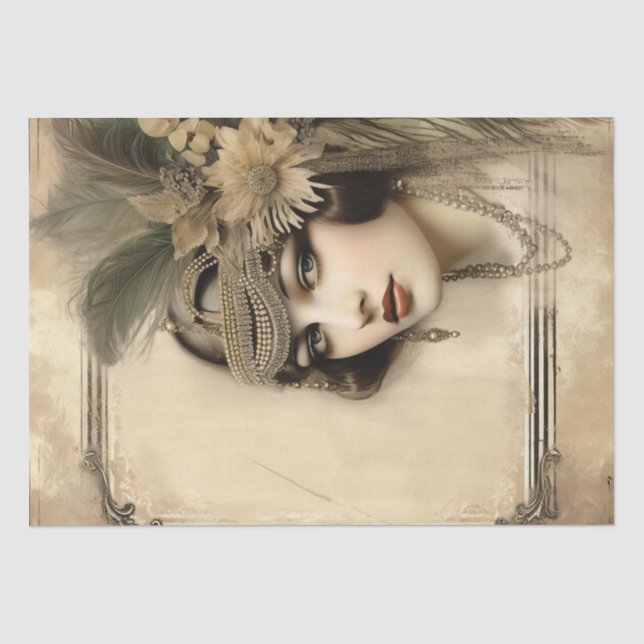 Papel De Seda Deco de Arte da Menina Flapper de 1920 (Frente )