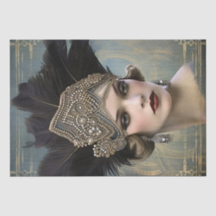 Papel De Seda Deco de Arte da Menina Flapper de 1920