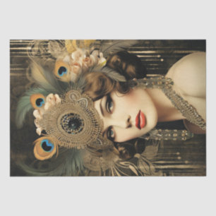 Papel De Seda Deco de Arte da Menina Flapper de 1920