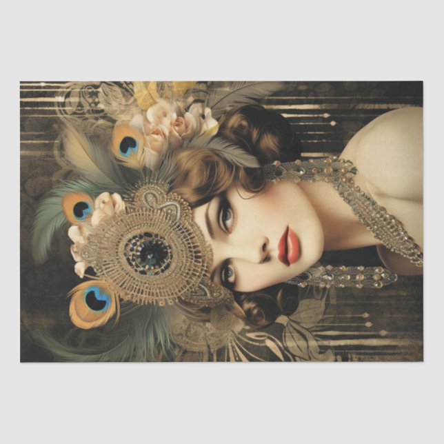 Papel De Seda Deco de Arte da Menina Flapper de 1920 (Frente )