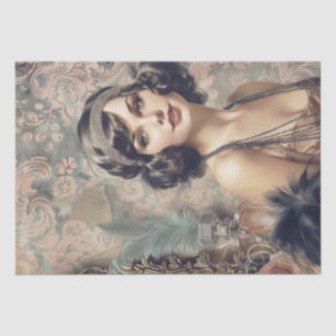 Papel De Seda Deco de Arte de Menina Flapper Perfume de 1920