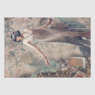 Papel De Seda Deco de Arte de Menina Flapper Perfume de 1920