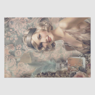 Papel De Seda Deco de Arte de Menina Flapper Perfume de 1920