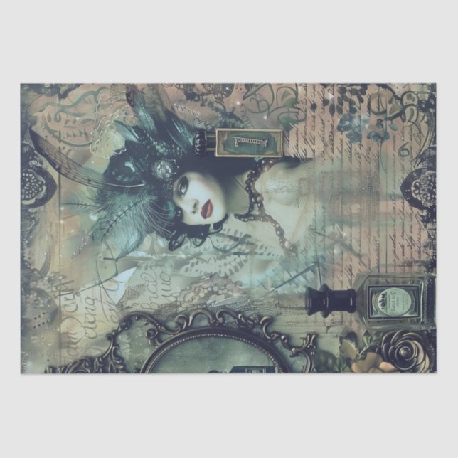 Papel De Seda Deco de Arte de Menina Flapper Perfume de 1920 (Frente )