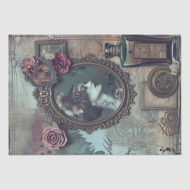 Papel De Seda Deco de Arte de Menina Flapper Perfume de 1920 (Frente )