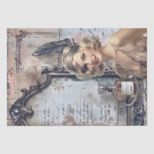 Papel De Seda Deco de Arte de Menina Flapper Perfume de 1920
