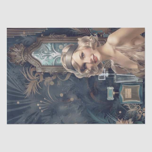 Papel De Seda Deco de Arte de Menina Flapper Perfume de 1920 (Frente )