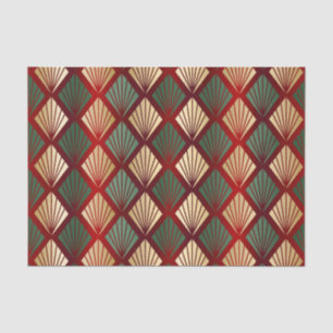 Papel De Seda Deco de Arte Vermelha Dourada de Natal