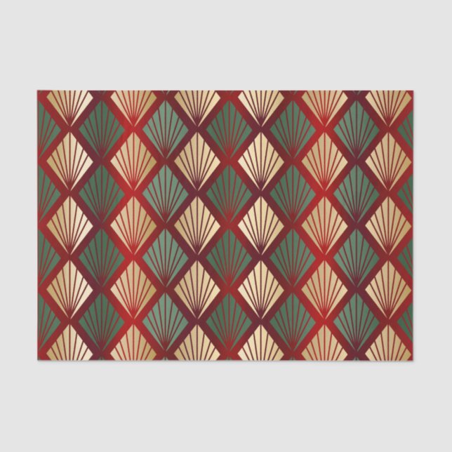 Papel De Seda Deco de Arte Vermelha Dourada de Natal (Frente )