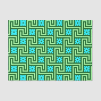 Papel De Seda Deco Grega Key, Turquesa e Jade Green