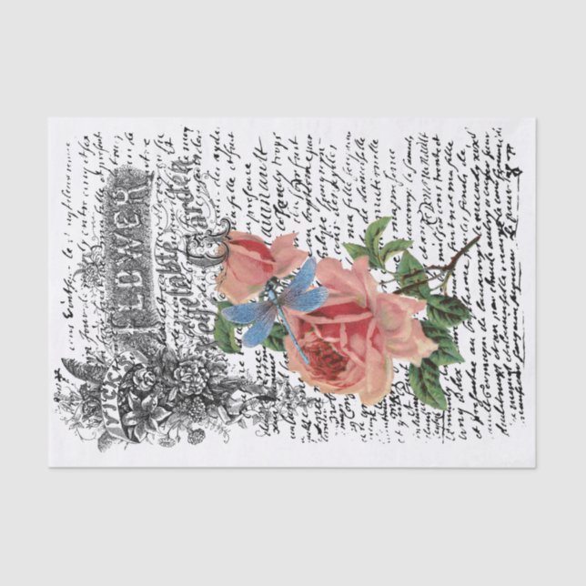 Papel De Seda Decodificação de rosa de Dragonfly (Frente )