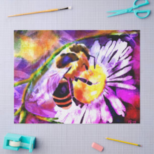 Papel De Seda Decomputação do Jardim da Flor Bumble Bee Daisy