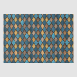 PAPEL DE SEDA DECOPAGEM METÁLICA DE MADEIRA AZUL MÉDIA