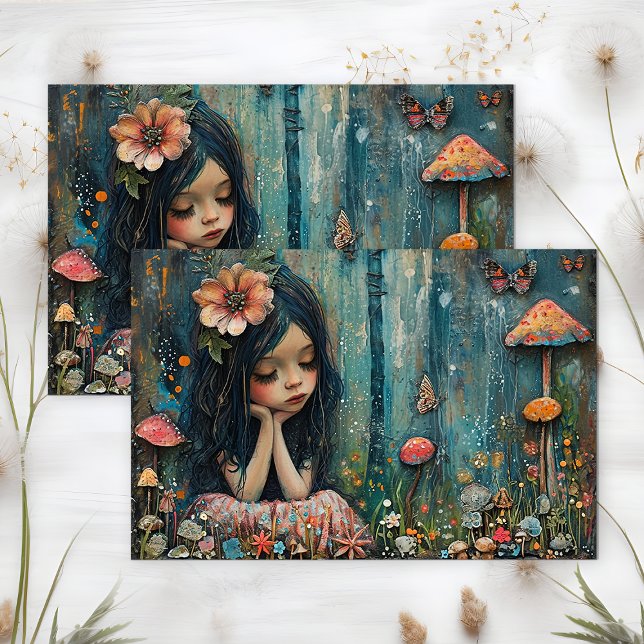 PAPEL DE SEDA DECOPÁGINA DE FEIRA DE MUSHROOM (MUSHROOM FOREST FAIRY DECOUPAGE TISSUE PAPER)
