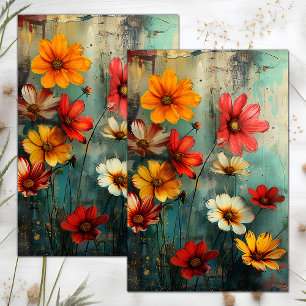 PAPEL DE SEDA DECOPÁGINA FLORAL DISTRESSA DO GRUNGE