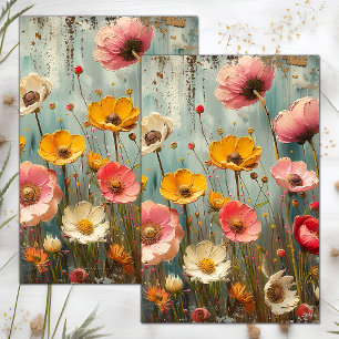 PAPEL DE SEDA DECOPÁGINA FLORAL DISTRESSA DO GRUNGE