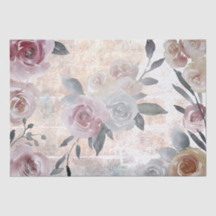 Papel De Seda decor floral de aquarela