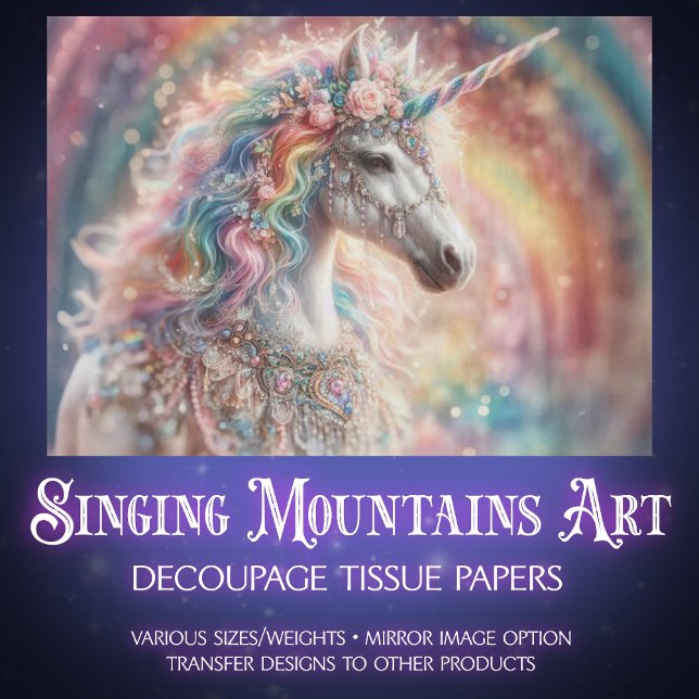 Papel De Seda Decorative Rainbow Unicorn Art Craft Decoupage  (Criador carregado)