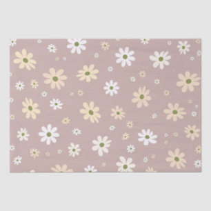 Papel De Seda Decorativo de Boho com Padrão Floral Retro Daisy