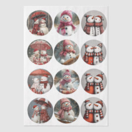 Papel De Seda Decoupage 12 Caprichosos Designs de Santa de 4" em