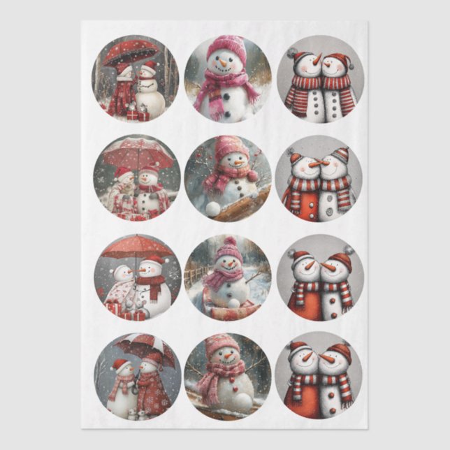 Papel De Seda Decoupage 12 Whimsical 4" Coaster Santa Designs  (Frente )